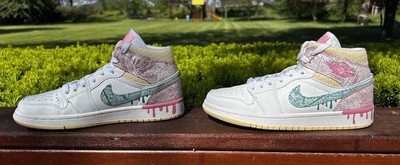 Nike Air Jordan 1 Mid SE Paint Drip GS Size 7.5 DD1666-100 Excellent SHIPS FAST!