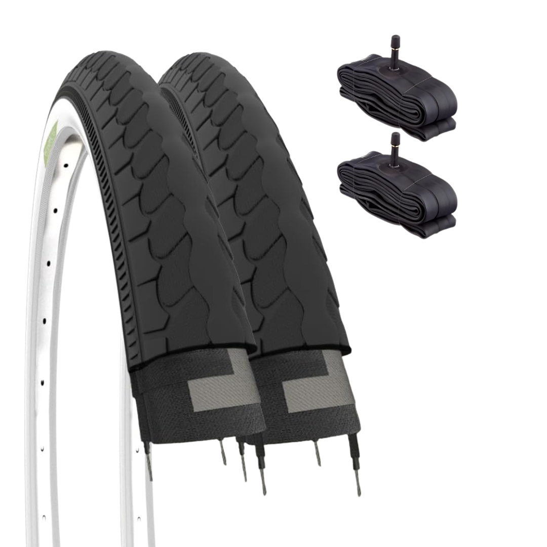 2 Copertoni 26 X 1 3/8 Bianconero + Camere d'aria 26" 1 3/8 Olanda Bicicletta