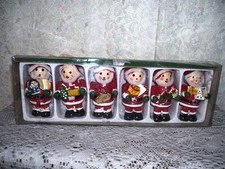 Vintage Wooden Santa Claus Set of Six MIB