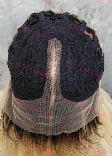 Light Blonde Rooted Long Body Waves Heat OK Lace Front Human Hair Blend Wig EVGE - Picture 7 of 10