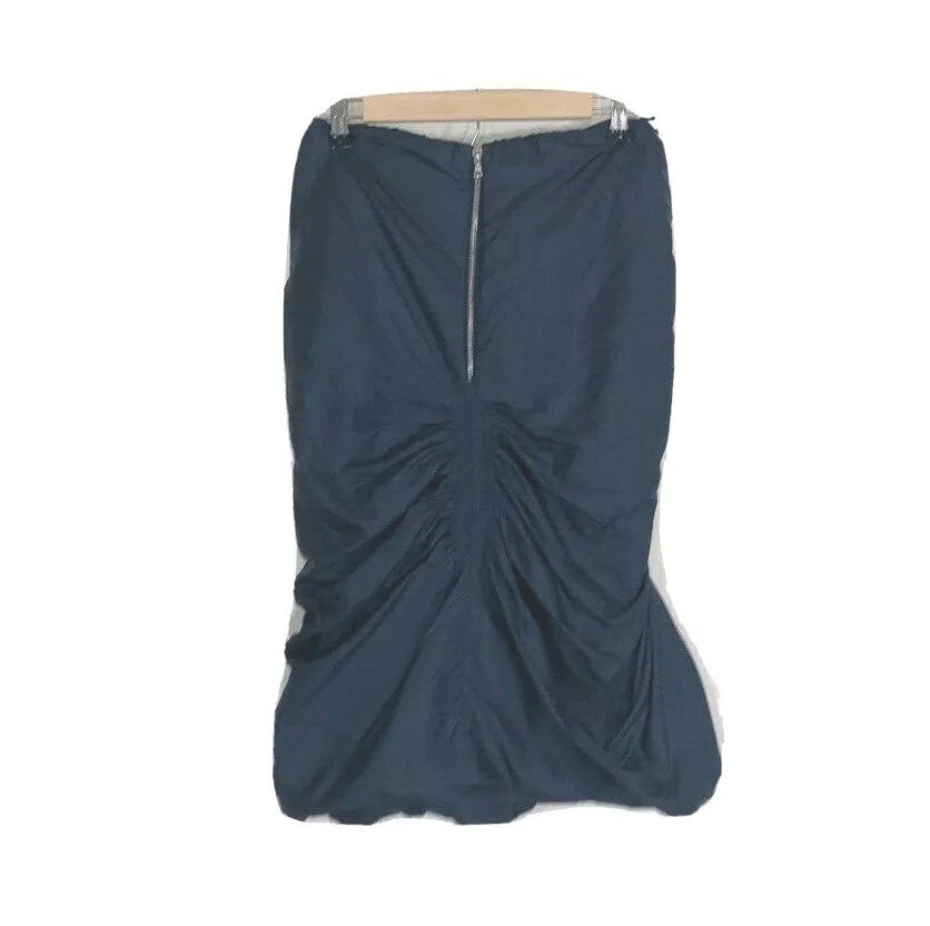 Vestido 3.1 Phillip Lim 4 Azul Medianoche 100% Seda Volantes Sin Tirantes Fiesta S LN Foto 4 de 4