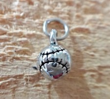 Silver Pewter 3D 6mm Baseball Softball Ball Charm 