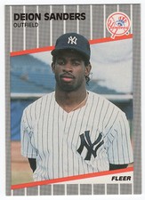 1989 Fleer Update Deion Sanders Rookie # U-53 New York Yankees