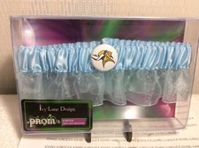 WEDDING OR PROM GARTER.New plastic casing LIGHT BLUE GARTER w/Viking Charm