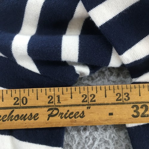 LL Bean Sweater Dress Womens L Blue White 3/4 Sleeve Pullover Square Neck Stripe - Picture 9 of 17