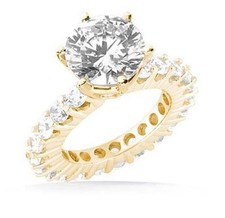 2 carat Round Diamond Eternity Wedding Band 14k Yellow Gold 4.4 carat total Sz 6