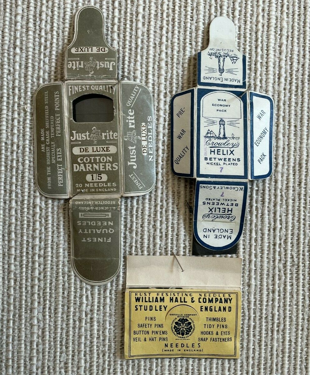 9 pkgs Vintage HAND SEWING NEEDLES Made in ENGLAND Milwards Harpers