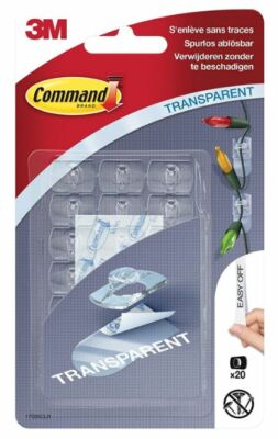 20x 3M Command Deko Clips 24 Strips transparent Kunststoff für LED Lichterketten
