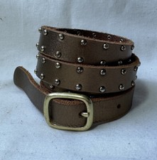 Gap Womens Skinny Copper Leather/gold Studs Belt Sz M Pre-owned