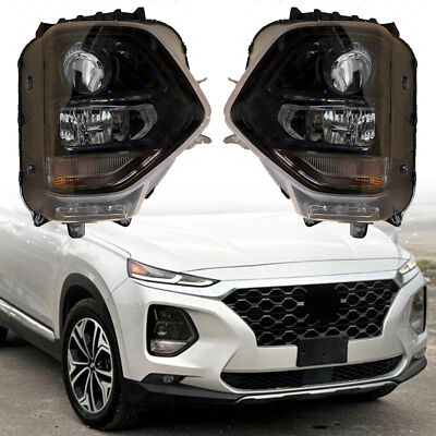 For 2019 2020 Hyundai Santa Fe Headlight Lamp Assembly Left Right Pair 2pc Set