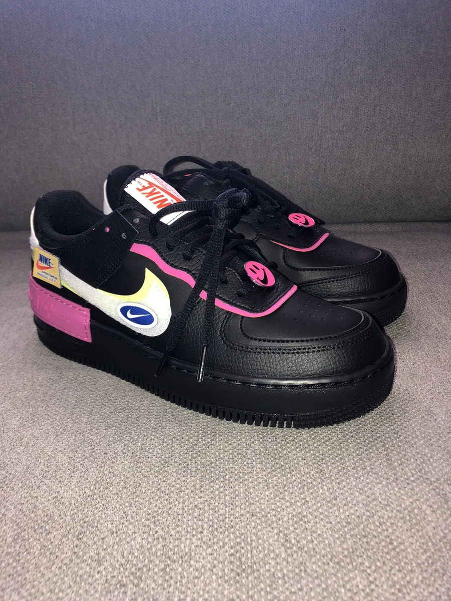 NWB Nike Air Force 1 Shadow Black Pink Patches CU4743-001 Women’s Size 9