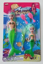 AQUA ANGELS 5-PIECE MERMAID SET by HUNSON TOYS ( RARE!! ) GREEN COLOR