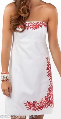 Lilly Pulitzer Bowen Resort White Lorac Panel Embroidery Strapless Dress 00