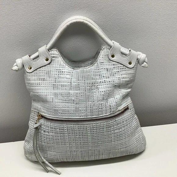 Pietro Alessandro 纽约白色皮革编织图案手提包/钱包 二手 — 第 2/4 张图片