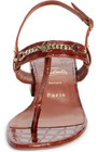 100% AUTHENTIC NEW WOMEN LOUBOUTIN MJ THONG BROWN CROC FLAT SANDALS EU 37/US 7 — photo 3