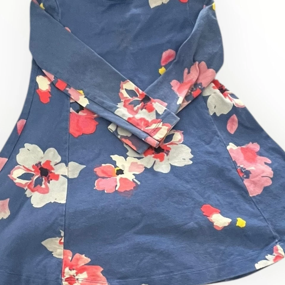 Vestido Floral Manga Larga Joules Niñas 4Y Azul Rosa 100% Algodón Línea A Foto 2 de 4