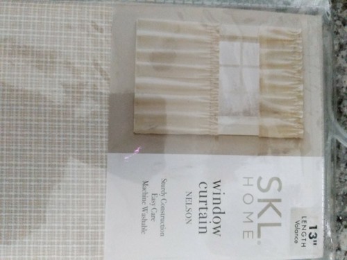 Skl Home Nelson Valance, 58" X 13" for up to 1.5" rod ~ Beige Ivory small Plaid - Picture 3 of 6