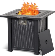 28 Inch Propane Fire Pit Table,  50000BTU Rectangle Fire Table with Cover, Sturd