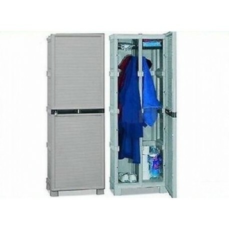 Armadio Spogliatoio Elegante in Resina 2 Posti 50x40x175h Grigio
