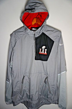 Nike Superbowl LI Windbreaker Jacket Medium Grey Hooded NFL Football