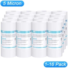 5 Micron 10" x 4.5" Big Blue Sediment Water Filter Cartridges Whole House 1-16PK