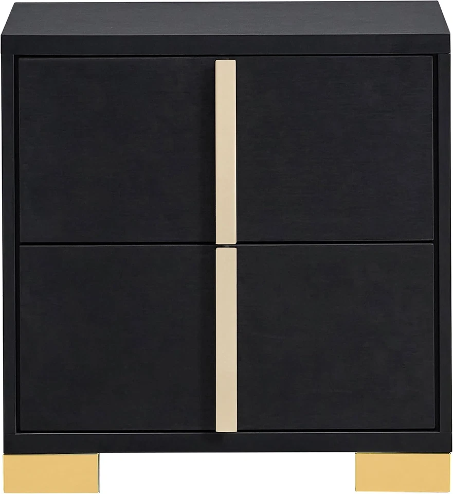 Mesita de noche organizadora de mesita de noche de dormitorio con 2 cajones de madera contemporánea Marceline Foto 4 de 4