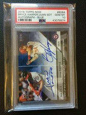 2018 Topps Now BRYCE HARPER JUAN SOTO #808A Blue Auto 28/49 PSA 10 GEM MINT 
