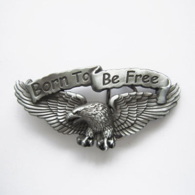 ''Born To Be Free'' Eagle Biker Metal Belt Buckle