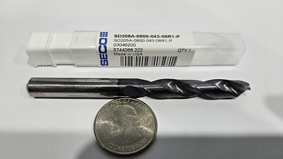 Seco 8mm - 0.315in 140° Solid Carbide Jobber Drill PVD, Right Hand Cut, Spiral
