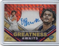 Dillon Jones 2023-24 Bowman Best U Greatness Awaits Orange Auto 10/25 Wizards