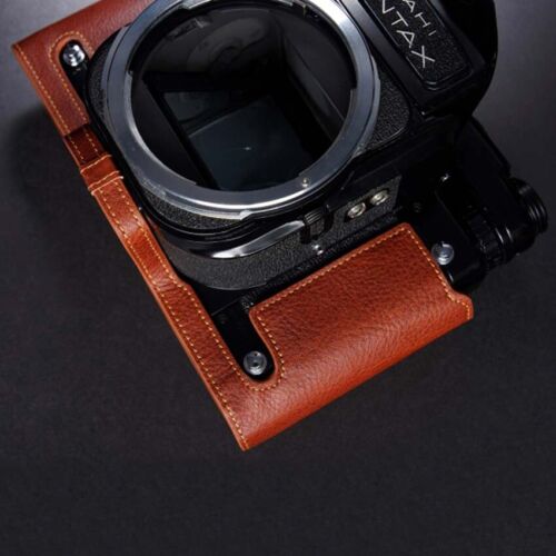 Vintage Genuine Real Leather Half Camera Case Bag Cover For Pentax 67/6X7/67 TTL - Picture 3 of 21