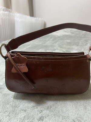 Vtg Valerie Stevens Y2K Brown Leather Small Butterfly Purse Bag Handbag Boho