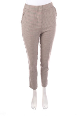 ZARA Pants Checked Frills Volants S beige black