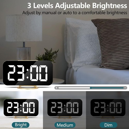 Alarm Clock with Dimmable LED Display, Digital Alarm Clock, Bedside Alarm Clock - Picture 6 of 9