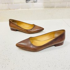 Lucchese Women Flat Pump Heel Pointed Toe Brown Leather Shoe Sz 6.5 Made In USA
