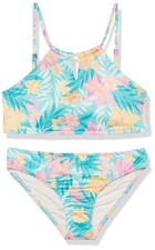Nuevo con etiquetas Billabong Niñas Sirena Feels Conjunto Cuello Alto Dos Piezas, Laguna Ligera, Talla 6