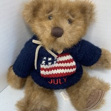 First  Main Minky Brown Teddy Bear Plush USA Flag Sweater Corduroy Feet 7"