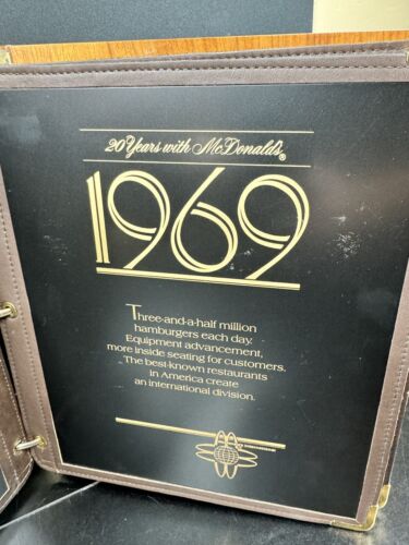 Vntg 20 Years w/ McDonald's 1967-1987 Wooden Binder Award Book Franchise Owner - Picture 7 of 24
