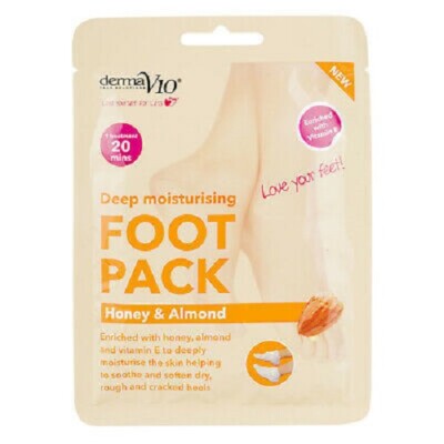 DERMA V10 TIEFE FEUCHTIGKEITSSPENDENDE FUSSPACKUNG HONIG & MANDEL
