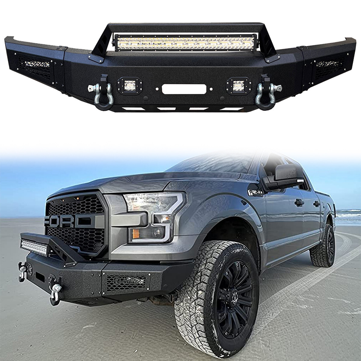 Vijay For 2015-2016-2017 Ford F150 Steel Front Bumper with LED
