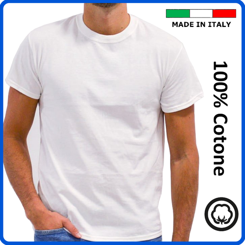 Maglia intima uomo bianca t shirt girocollo manica corta con bordo collo  alto | eBay