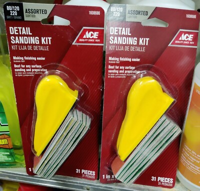 2 Packs (31pc) Detail Sanding Kit Assorted Grit - 80/120/220 MFG 1608686