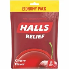 HALLS KR63788 Triple Soothing Action Cherry Menthol Cough Drops, 80 ct. (Economy