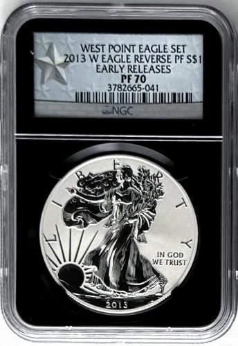 2013 W REVERSE PROOF SILVER EAGLE FROM WEST POINT MINT SET ER NGC PF70 GOLD STAR