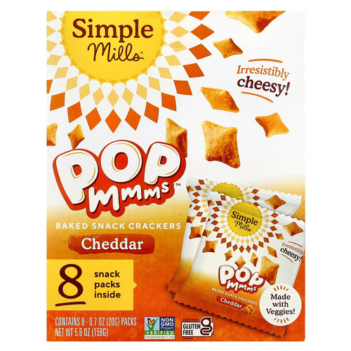 Pop Mmms™, Baked Snack Crackers, Cheddar, 8 Packs, 0.7 oz (20 g) Each