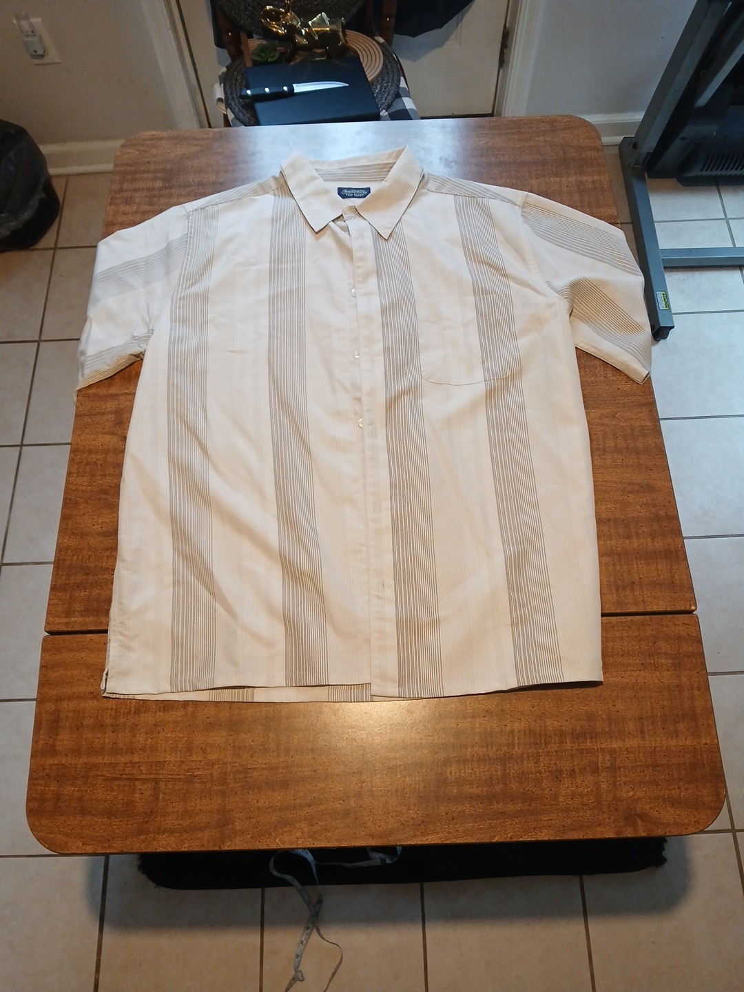 Consensus Shirt  Button Down Beige  Stripe Casual… - image 1