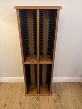 Vintage Solid Pine CD Storage Tower Rack Holds 116 CDs Freestanding Floor 100cm