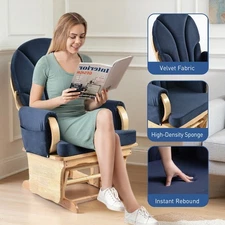Solid wood Glider Chair Thick Cushion Rocking Chair for Reading & Relaxing USA