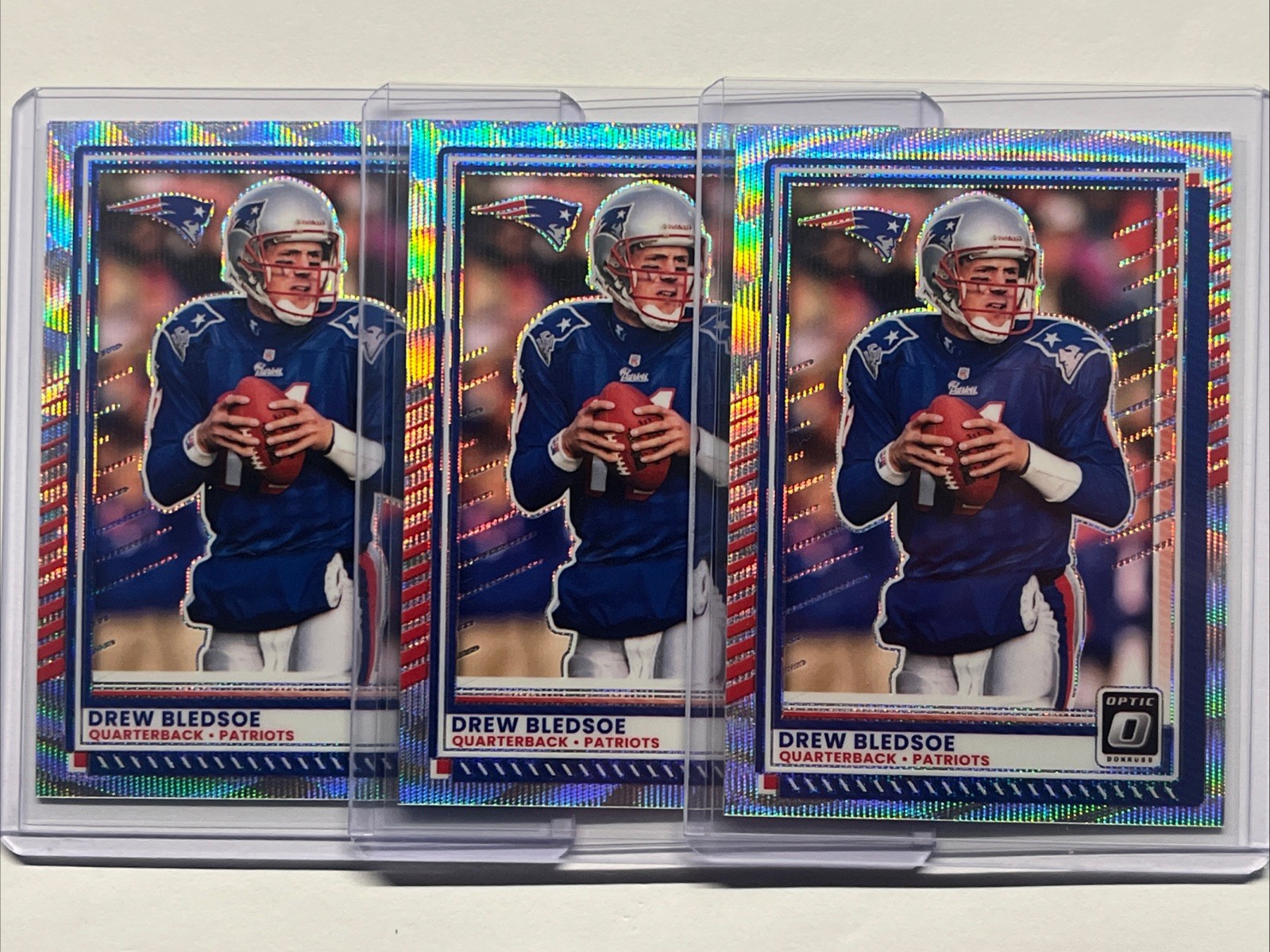 (3) Drew Bledsoe 2025 Donruss Optic Wave #/300 #57 New England Patriots