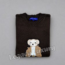 HOT POLO PALPH LAUREN Bear Tote Brown Cotton Sweater Women - L, NWT